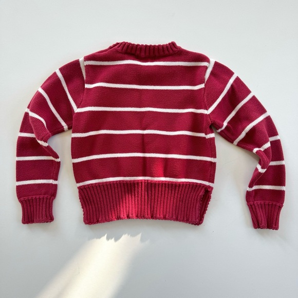 Ralph Lauren Toddler Sweater Red & White Striped w/ Button Accent Sz 6 Cotton - Picture 8 of 8